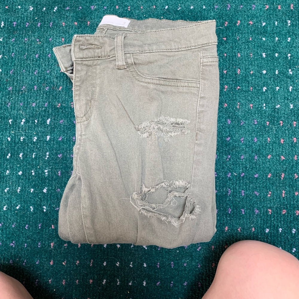 Army Green Ripped Jeggings